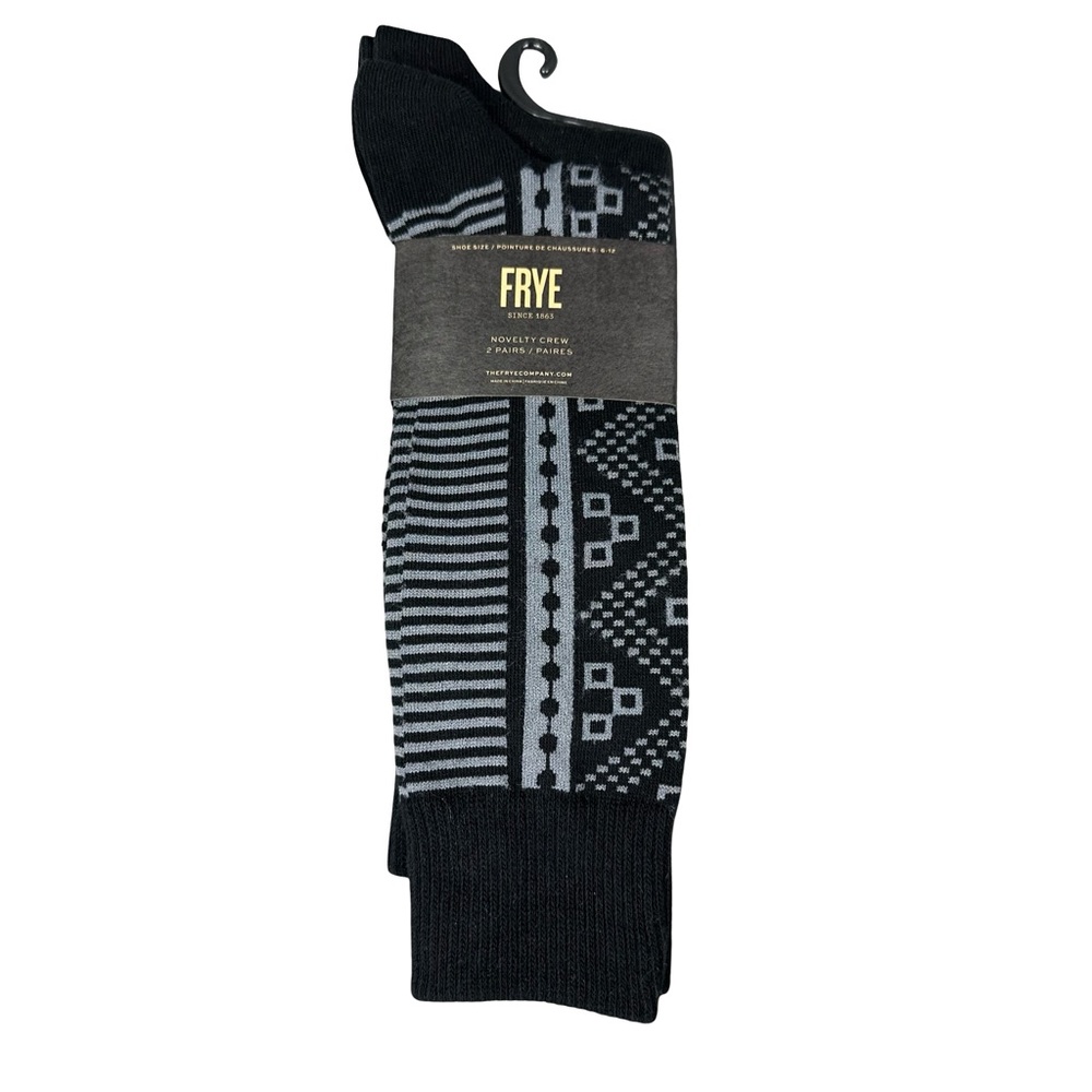 NEW Frye Black and Gray Cotton Socks 2-Pack Soft Durable Ankle Support